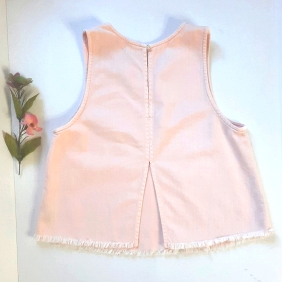 AERIE Light Pink Cotton Crop, Split-Back, A-Line Top - Picture 2 of 10